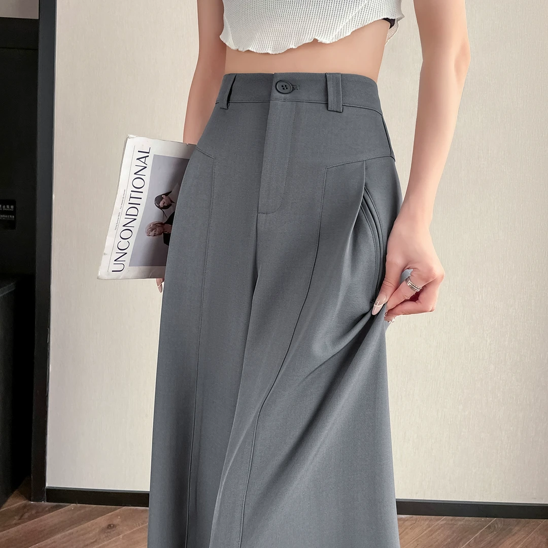 高级感西装裤女春秋2025新款直筒宽松垂感休闲窄版阔腿裤拖地裤子