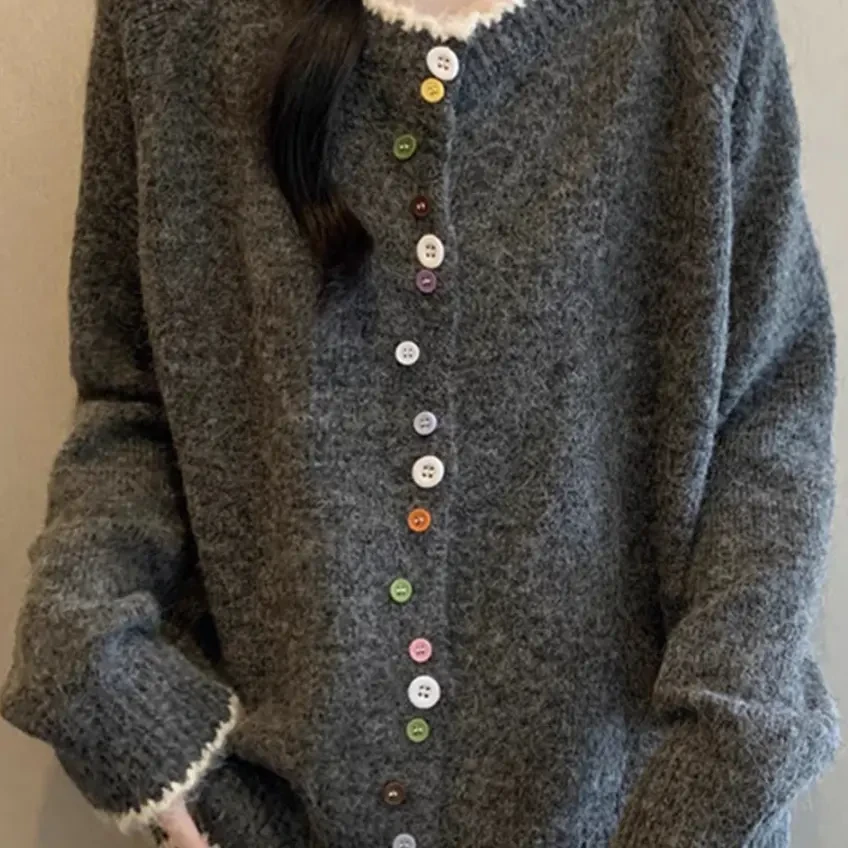 韩版撞色毛衫氛围感