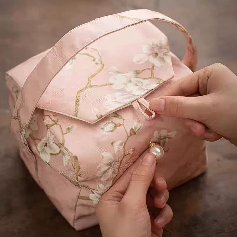 玉兰花茶包织锦礼盒高端包装包包储物包手提包手工轻奢高档时尚