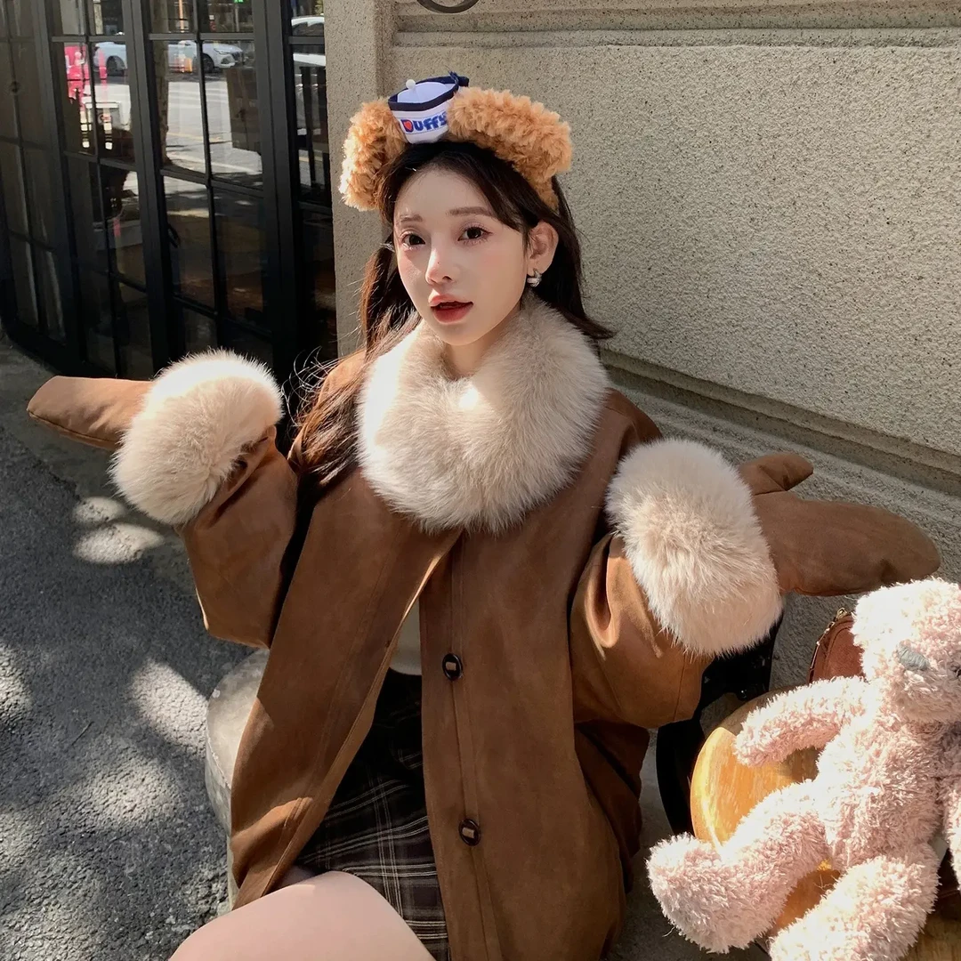 美拉德冬季外套女韩系复古内胆保暖工装夹克