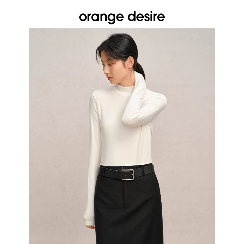 orangedesire发热半高领高弹打底T恤OD2DAWT6031内衬打底上衣