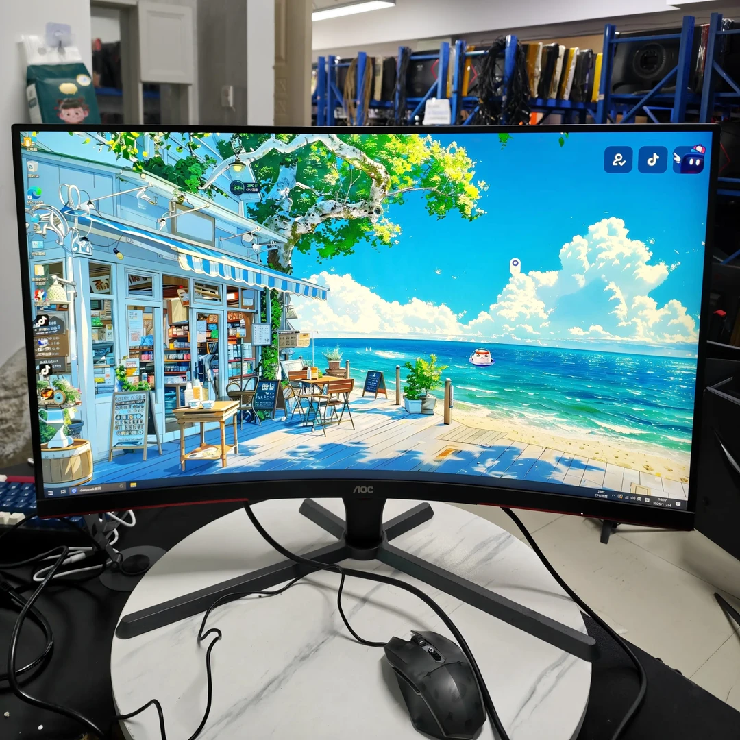 9新 AOC 32寸曲面2K165Hz高刷电竞显示器无边框高清二手显示屏