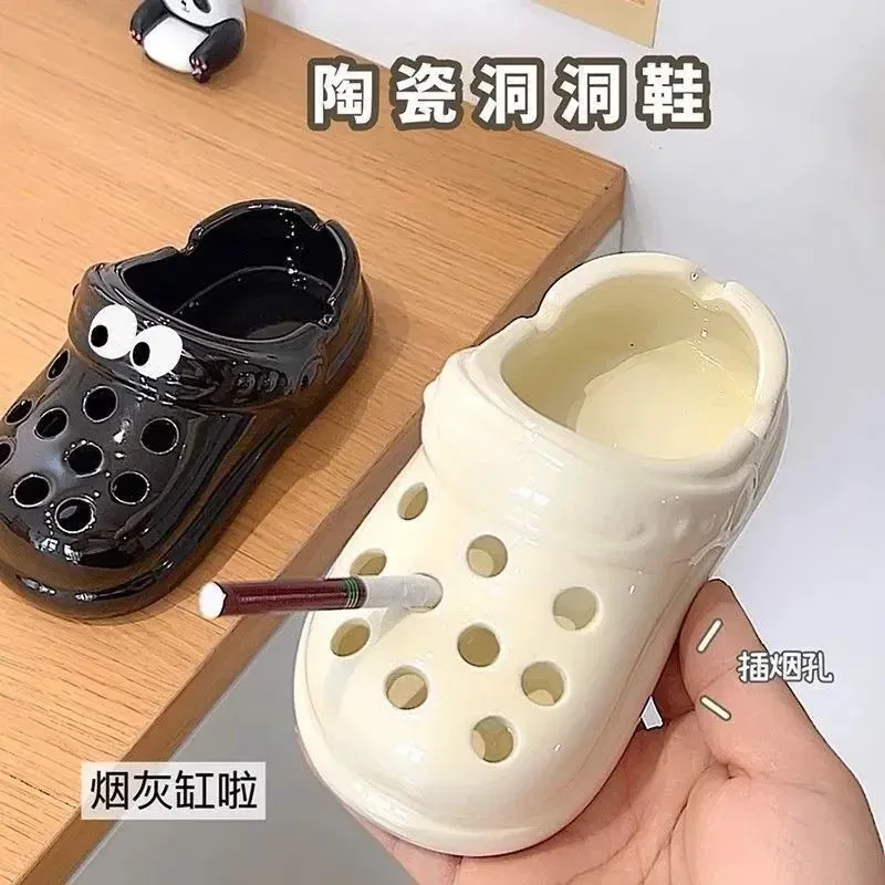 网红洞洞鞋子陶瓷烟灰缸办公室可爱家用创意桌面高颜值潮流摆件