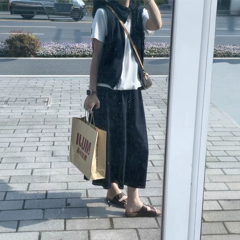 韩系松弛感立领花苞马甲搭配工装半身裙两件套ins夏季新款穿搭女