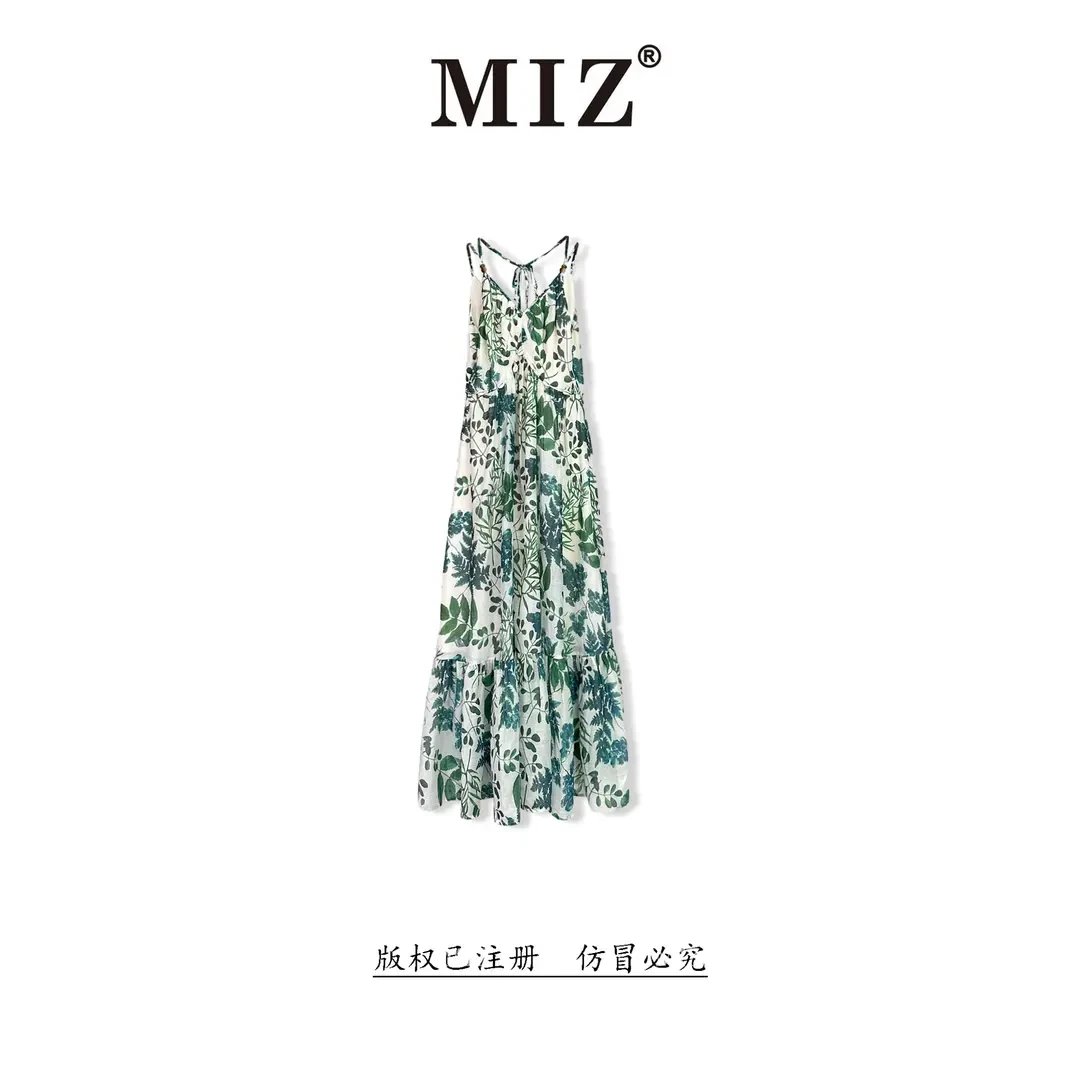 【MIZ】碎花气质轻奢时尚绿色女士印花设计师2526196