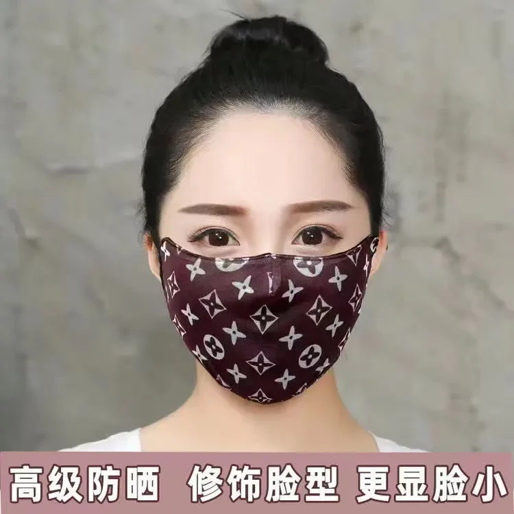 透气双层冰丝护眼角防晒遮阳口罩双面可戴面纱面罩防风尘防晒面罩