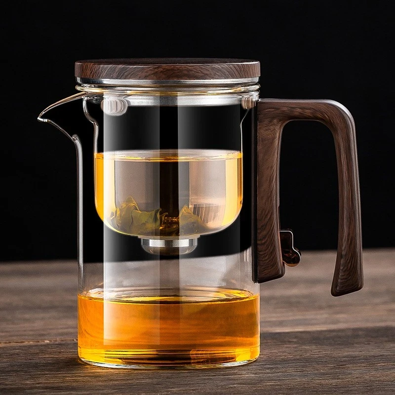 福容玲珑壶透明-700ml泡茶杯茶水分离过滤网家用玻璃泡茶壶