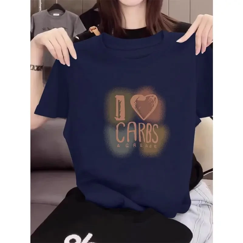 2025新款圆领正肩女t恤短袖设计感小众时尚百搭藏青色上衣夏季潮