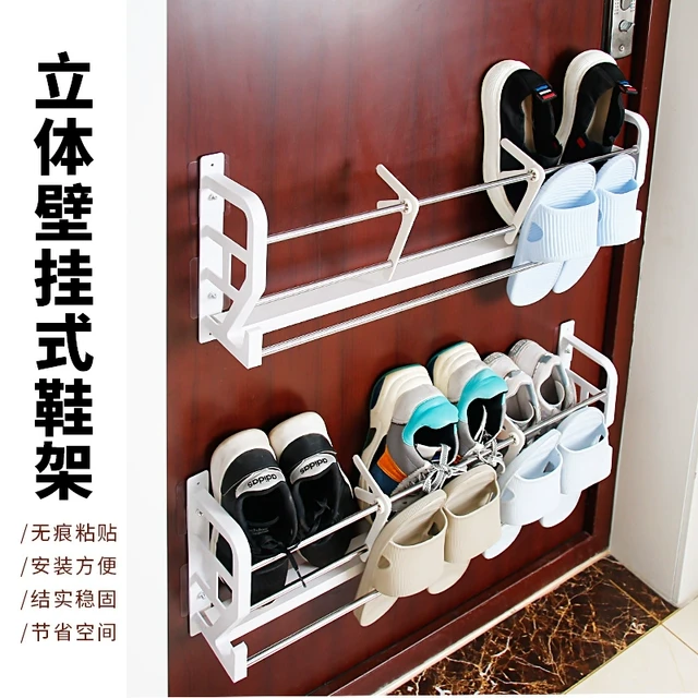 防盗门挂式鞋架壁挂式免打孔门后挂拖鞋架子收纳神器小户型家用新
