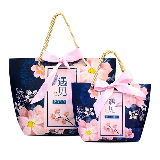 简约结婚喜糖袋礼品包装袋创意婚礼伴手礼物袋手提袋纸袋化妆品袋