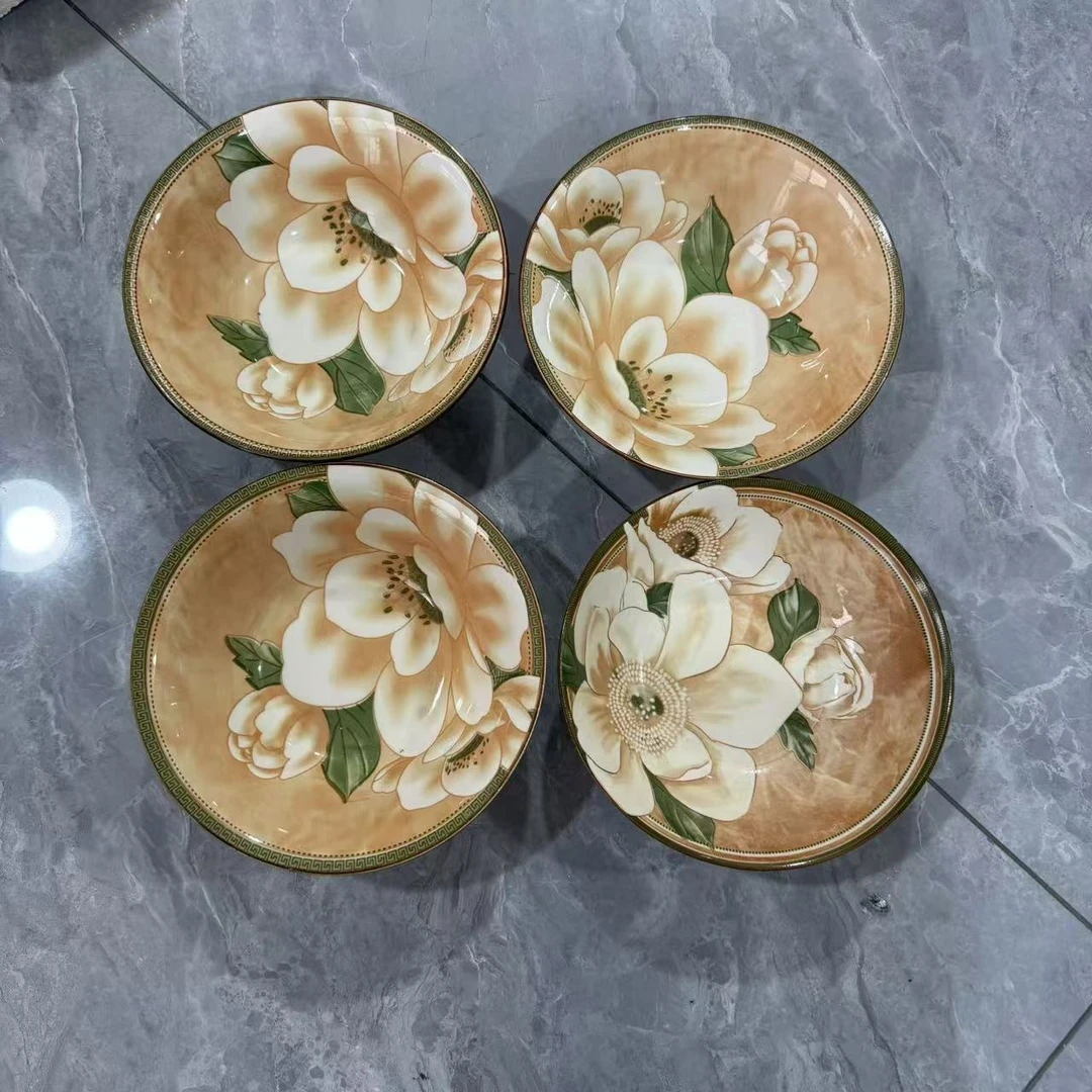 [4个装]山茶花8英寸面碗 破损联系客服ay