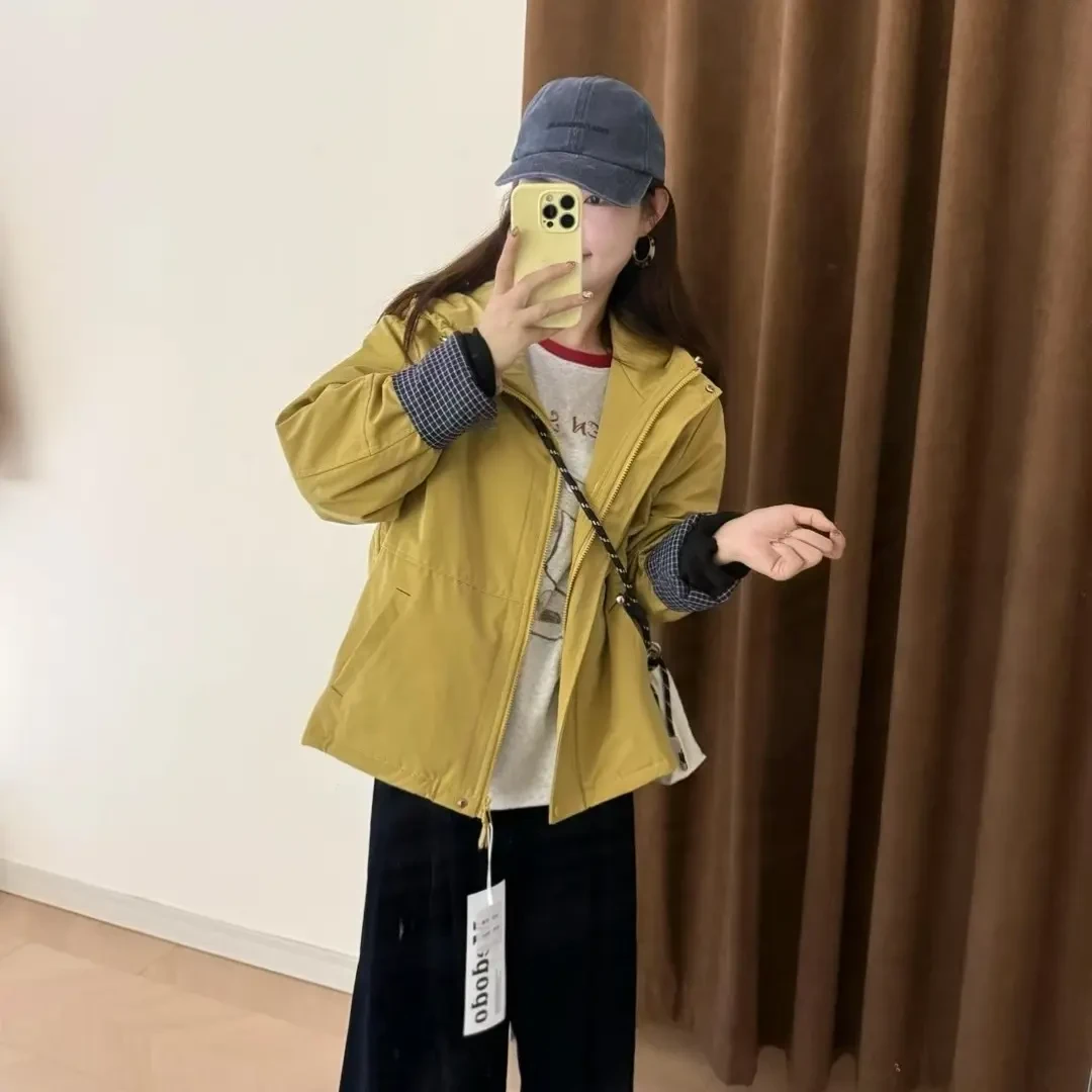 保暖韩系风长袖连帽秋季女短外套时尚翻领秋装百搭