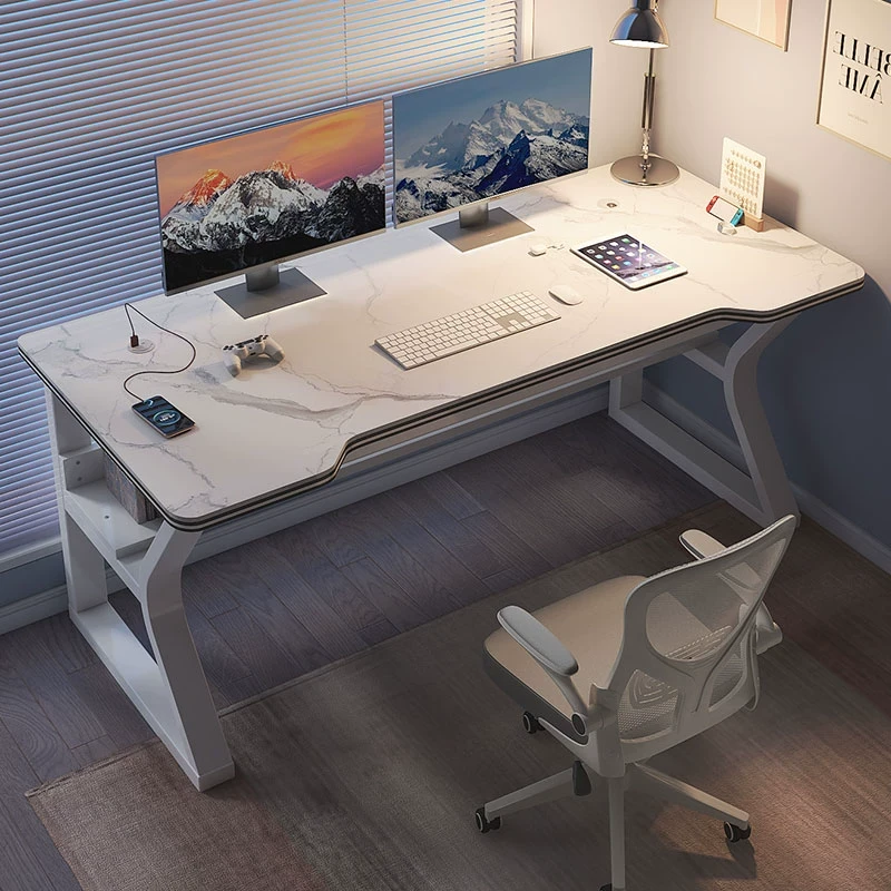 岩板电脑桌书桌学生家用学习桌台式小型办公桌椅套装轻奢电竞桌子