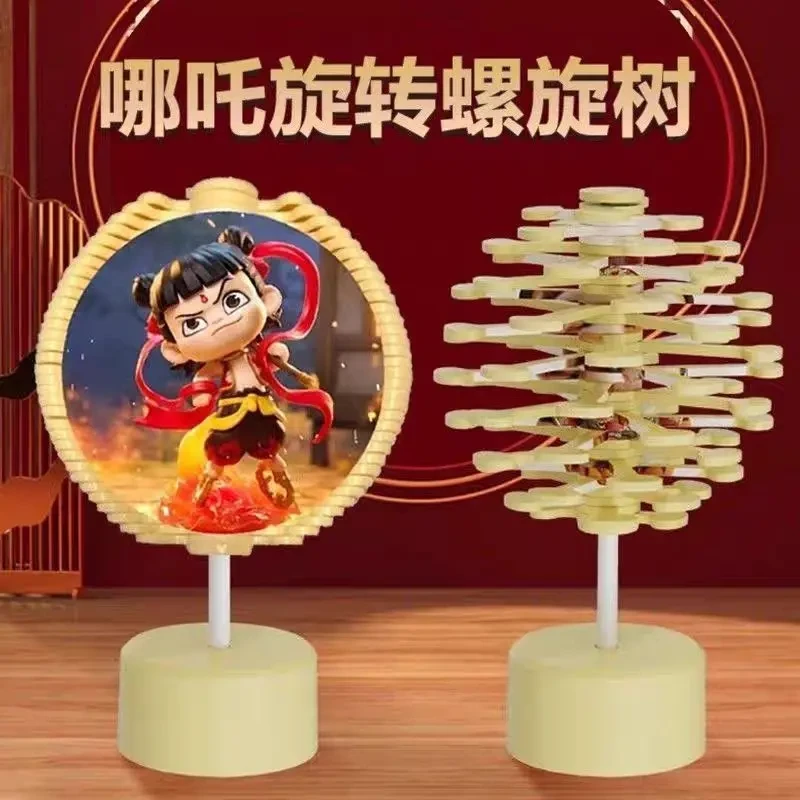 哪吒闹海旋转棒棒糖螺旋树摆件国潮创意解压转转玩具摆设礼物居家