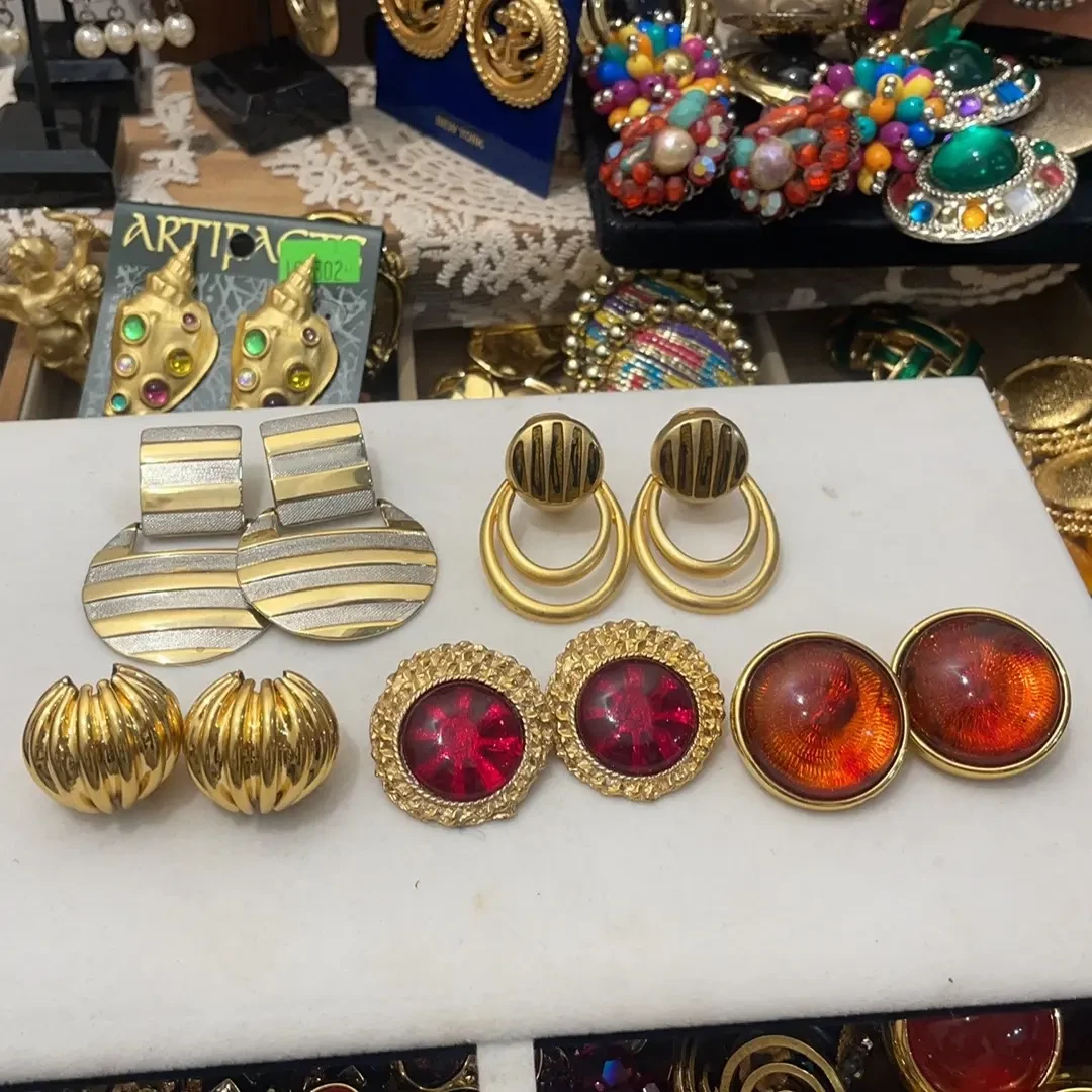 合金亚克力耳饰 铜合金复古时尚个性中古气质耳饰