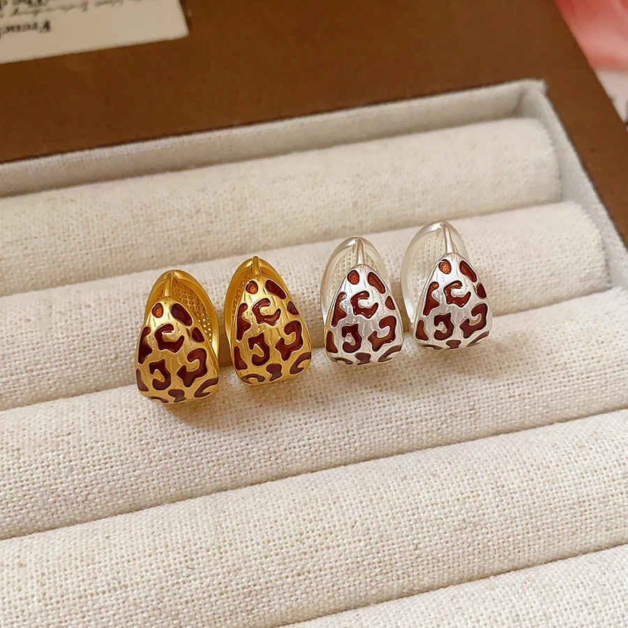 铜合金耳饰 复古精致豹纹金属耳扣女耳环2025新款高级感耳钉耳饰