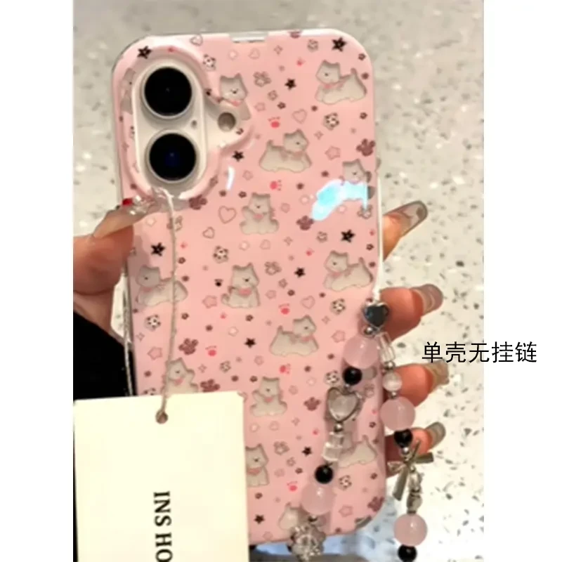 适用粉色星星小狗苹果iPhone16手机壳15promax大孔高透14软13/12