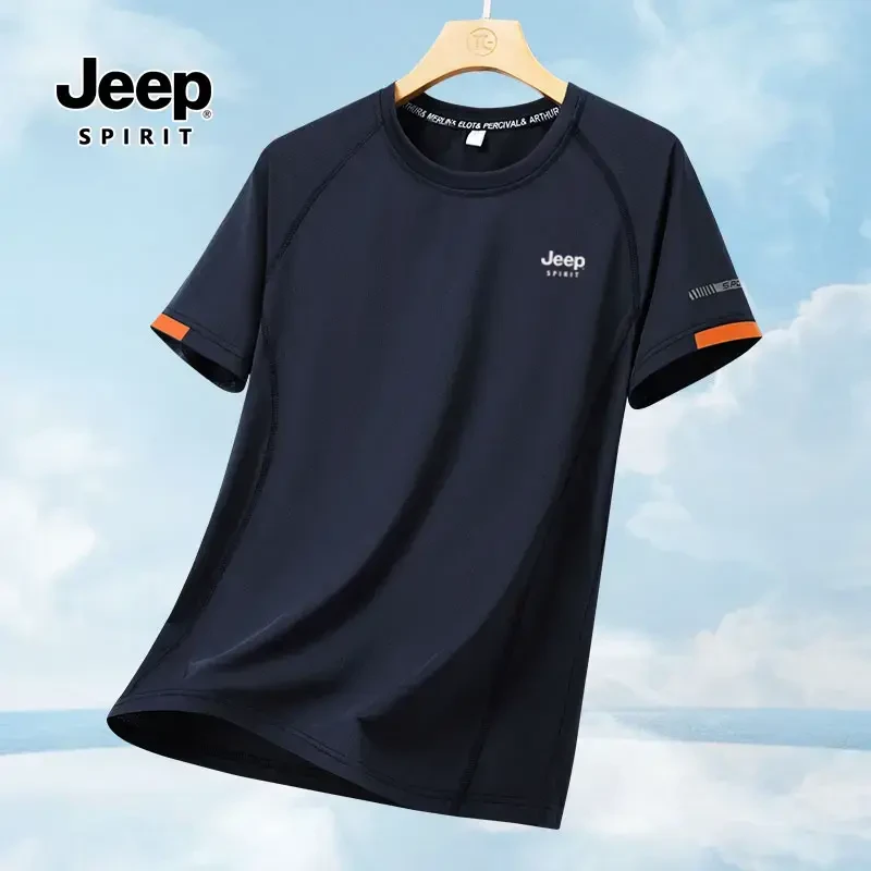 JEEP SPIRIT吉普速干短袖男士休闲情侣半袖宽松圆领弹力快干T恤