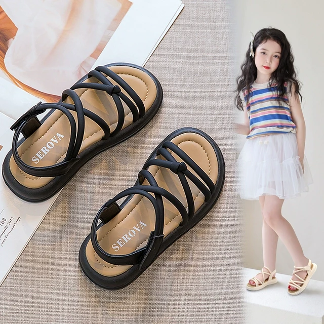 仙女风女童罗马凉鞋平底2025新款夏季洋气公主沙滩鞋中大童配裙子