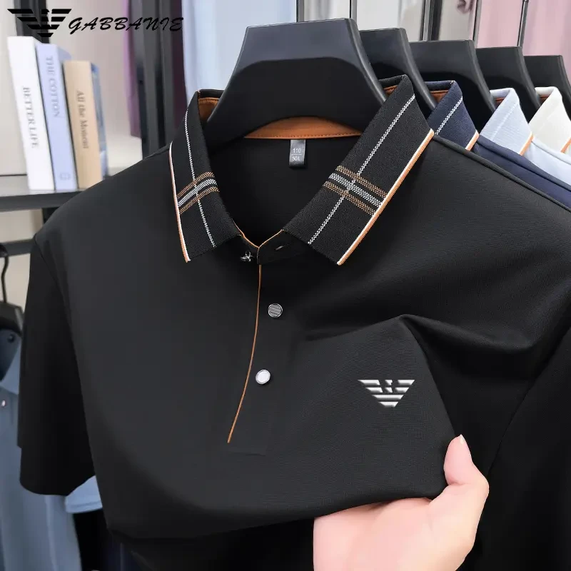 【专柜正品】意大利轻奢男装夏季桑蚕丝高品质休闲商务短袖POLO衫潮