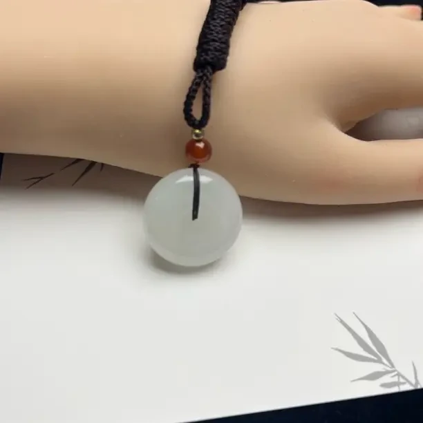 合金吊坠 天然金丝玉平安扣手工编绳百搭时尚百搭男女同款吊坠