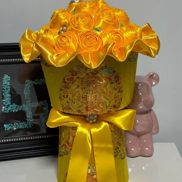 藏式手工花束大号精致设计纯黄色系供佛或送礼佳选