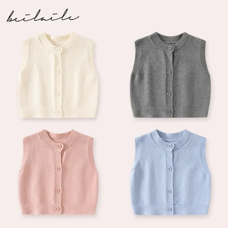 【针织棉开衫马甲 】宝宝春秋装儿童婴儿无袖上衣马甲背心B21