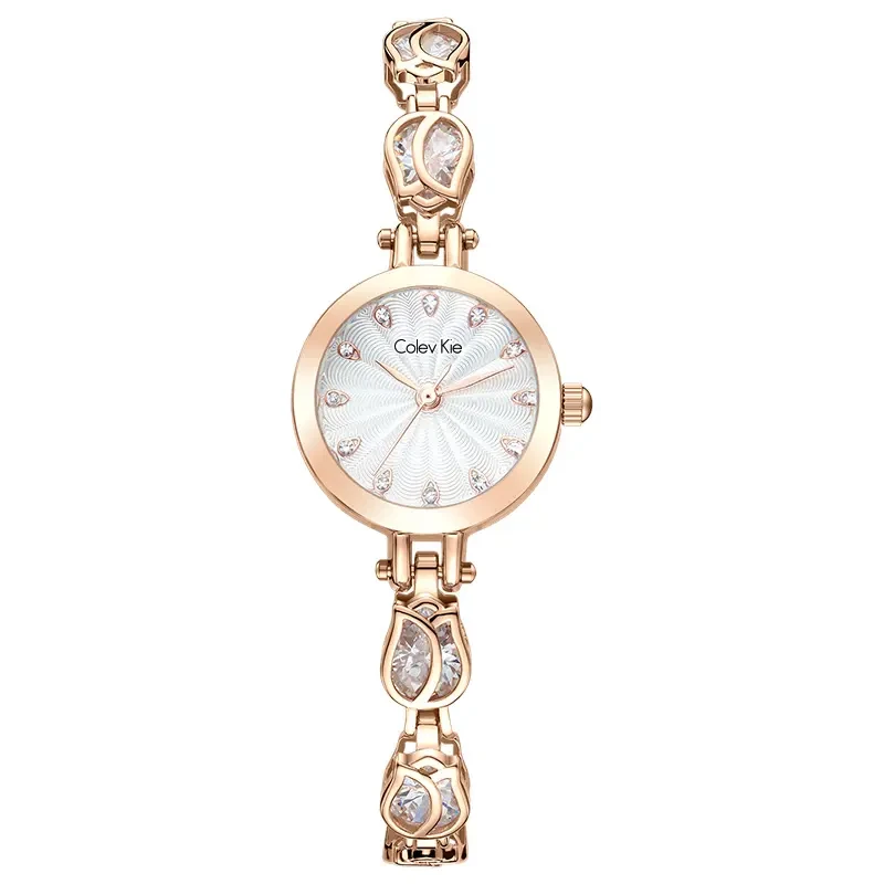 Colevkie专柜正品小圆表女士高颜值休闲轻奢小金表9215w