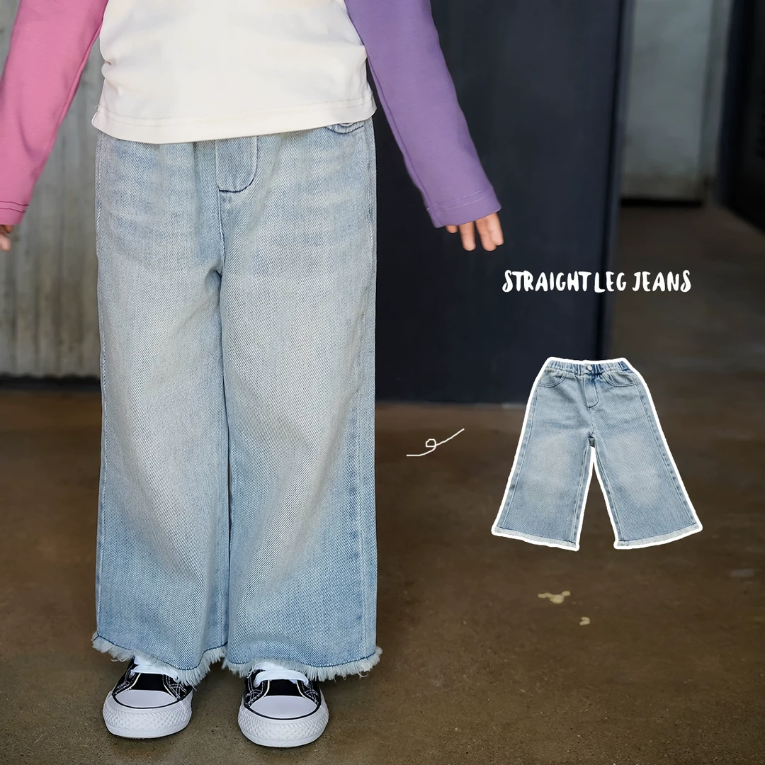 AnnieGirl春季新款2025女童幼儿园宽松舒适百搭软牛仔休闲直筒裤