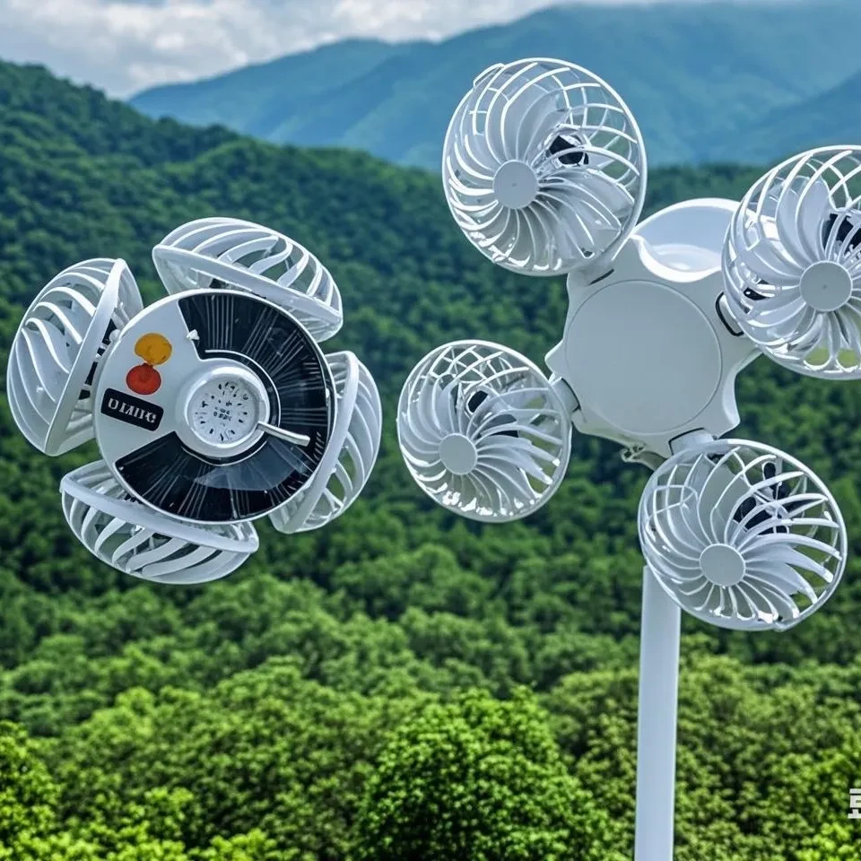 艾德曼 新款创意可折叠太阳能足球灯风扇灯太阳能足球风扇灯