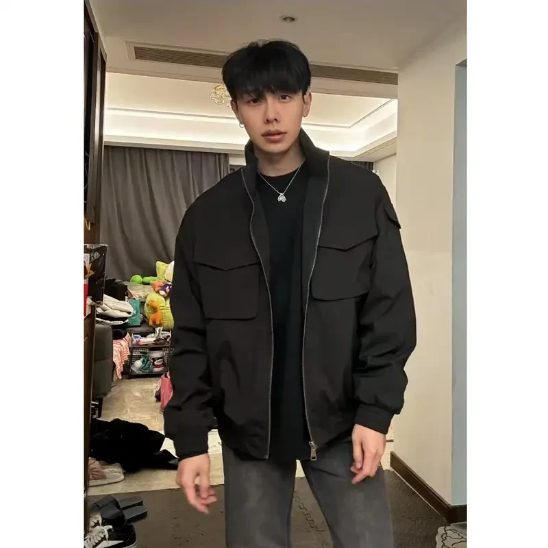 《斌子专属》2025春立领工装夹克男显肩宽刺绣美式休闲复古机车外套