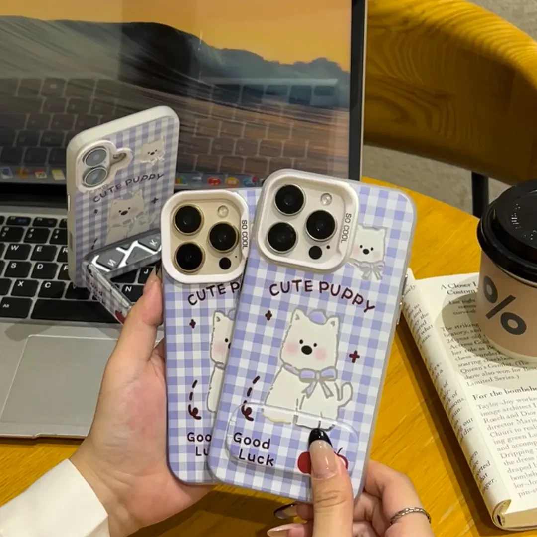 格纹西高地适用苹果16手机壳华为oppo小米15vivo情侣新款防摔11