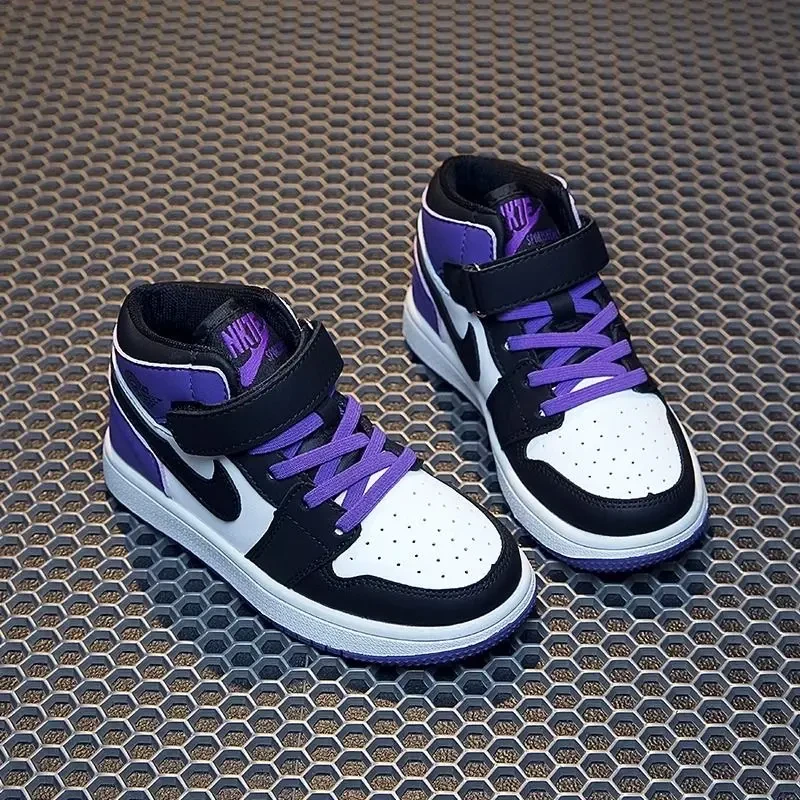 大黄蜂aj高帮休闲3~16岁童鞋2025新款真皮男孩运动鞋时尚女孩防滑