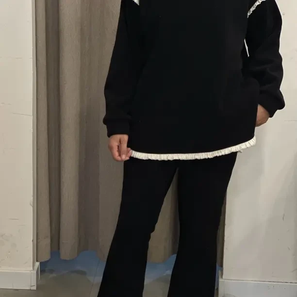 拼接冬季加绒加绒款长袖女宽松韩版秋冬季秋冬套装