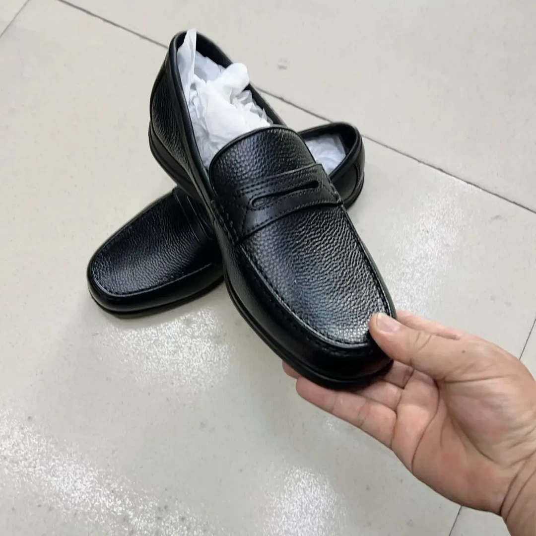 豆豆鞋软皮平跟男士舒适休闲一脚蹬透气单鞋黑色乐福鞋