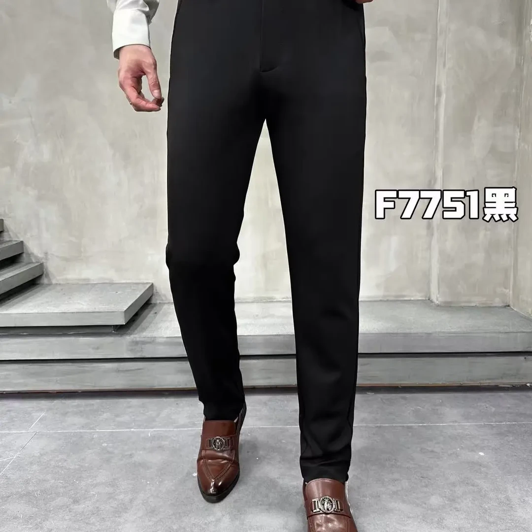 YUANSU 轻奢简欧男士痞帅修身直筒休闲裤