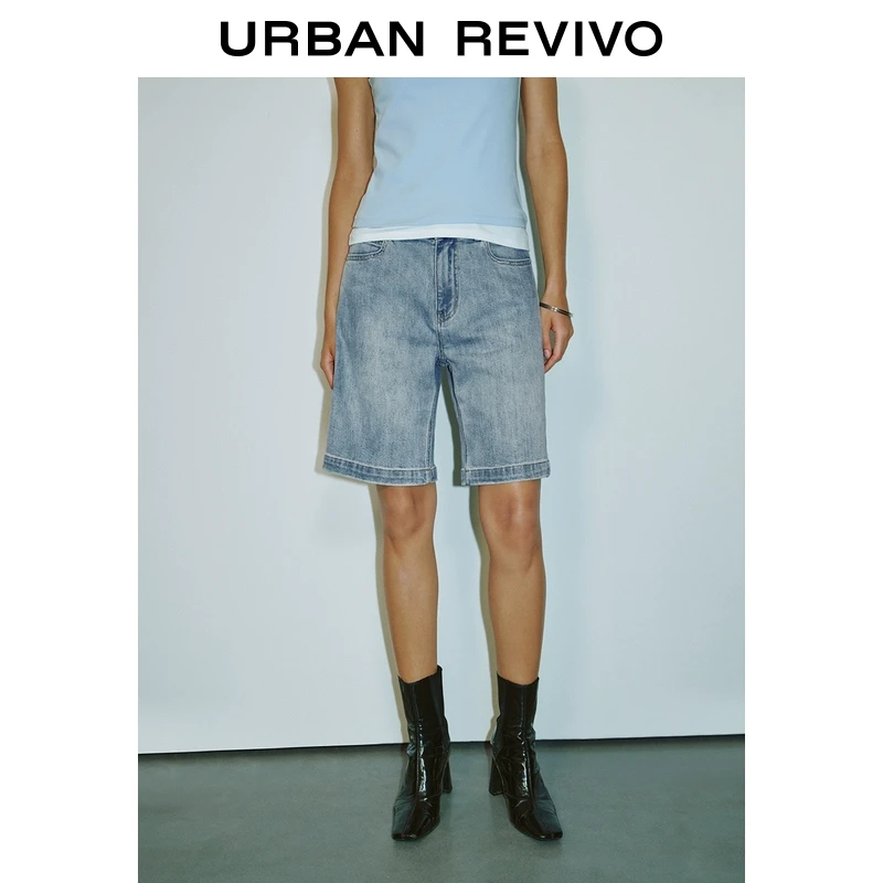 【*】UR2025夏季新款女装复古牛仔短裤UWM850087