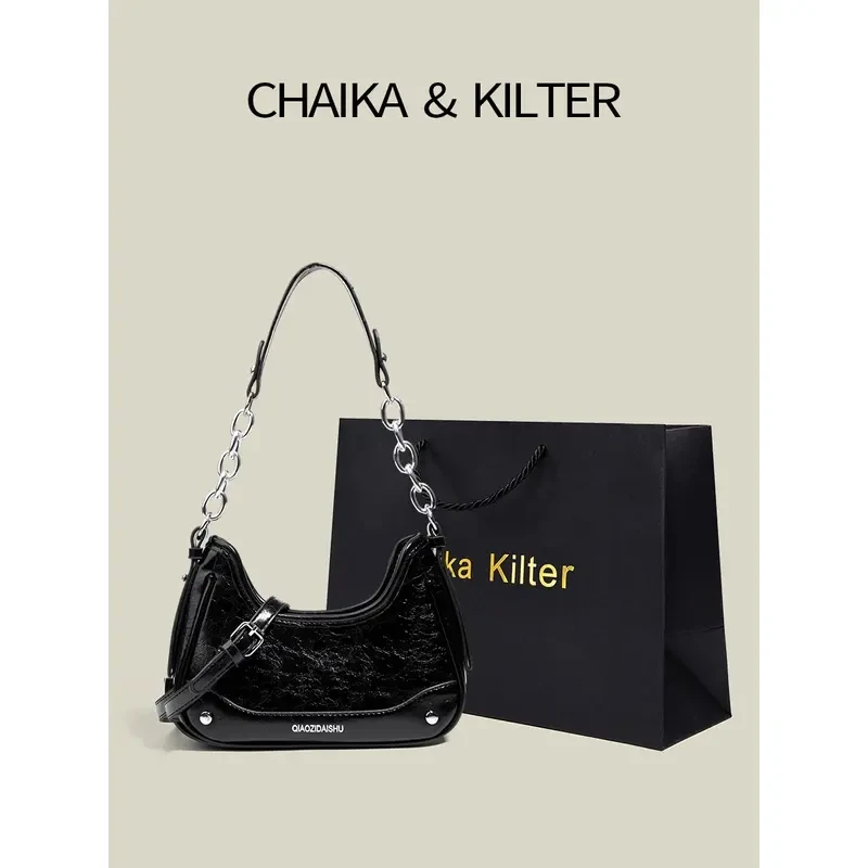 CHAIKAKILTER女士包包2025新款小众斜挎包简约单肩包女腋下饺子包