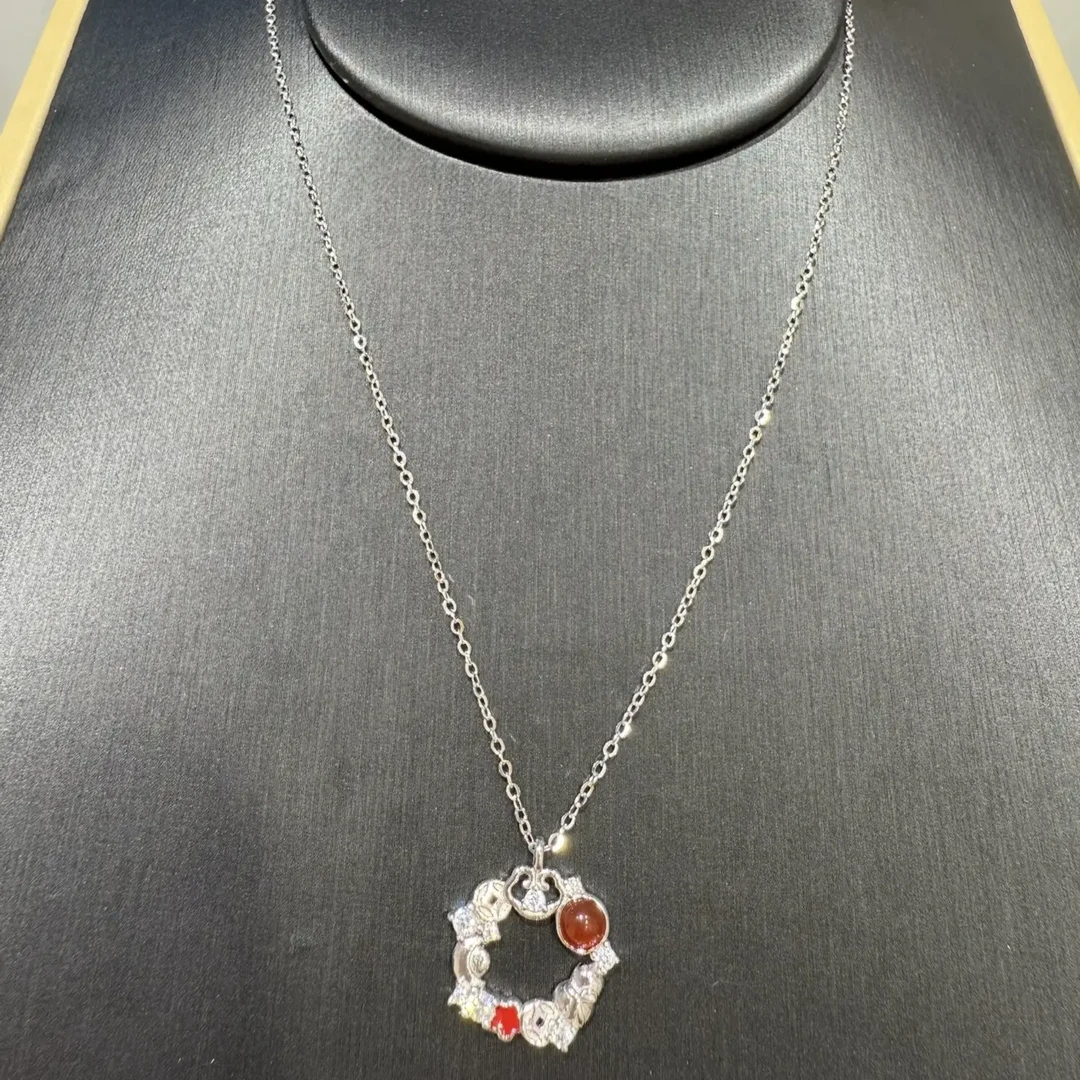 银吊坠 链坠银色金色镶嵌灵动