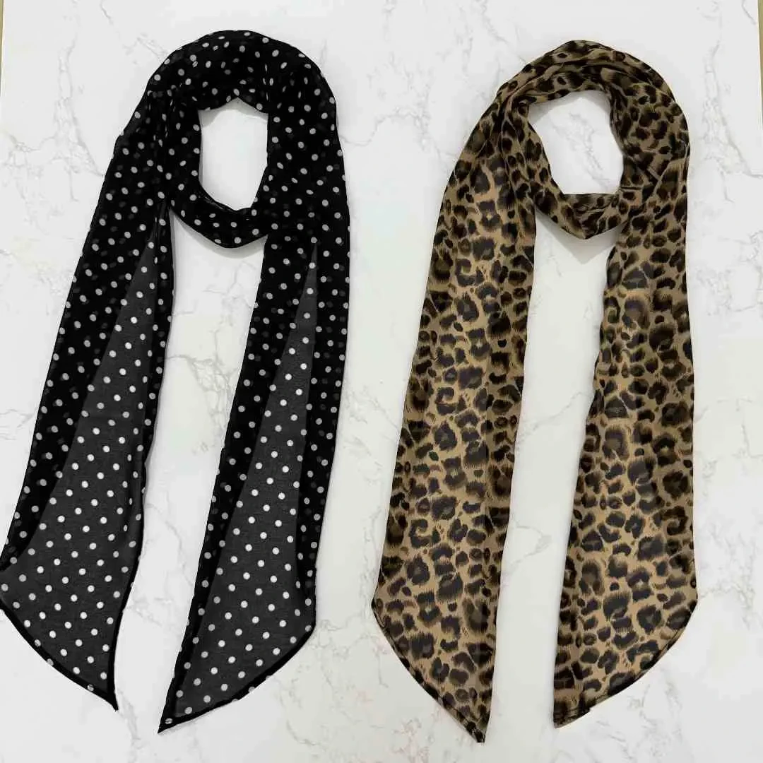 高级感豹纹波点丝巾春夏新款气质百搭可系腰多种搭配围巾配饰ins