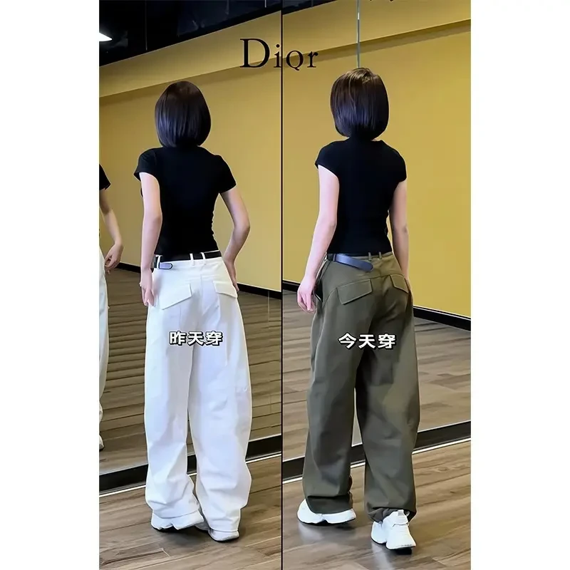 百搭显瘦修身休闲黑色短袖上衣夏季时尚宽松洋气直筒阔腿裤两件套