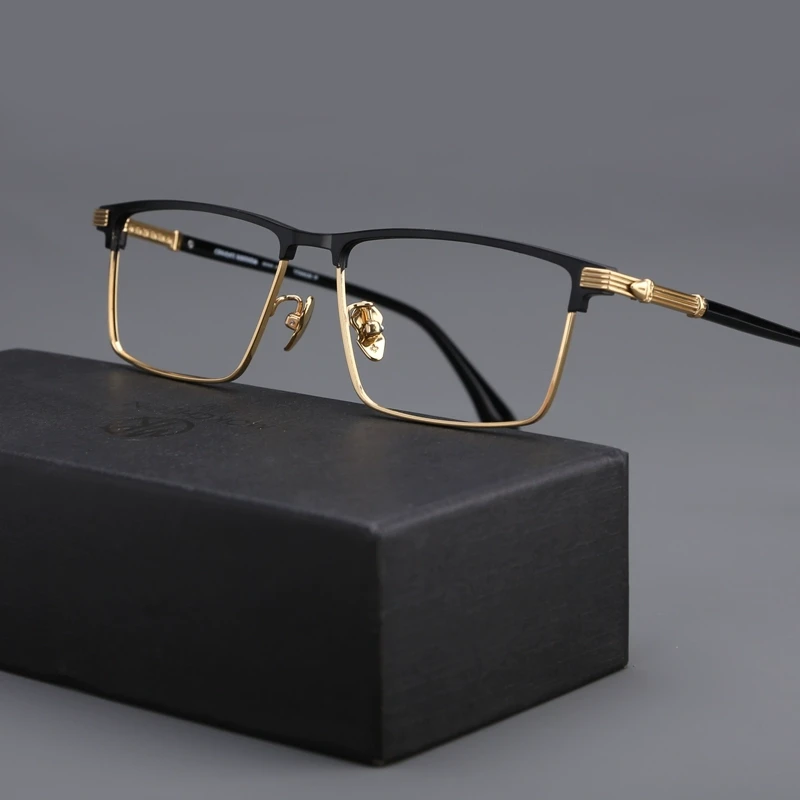 木川155MM眉线半框眼镜框男士方框超轻纯钛大脸近视镜架可配度数