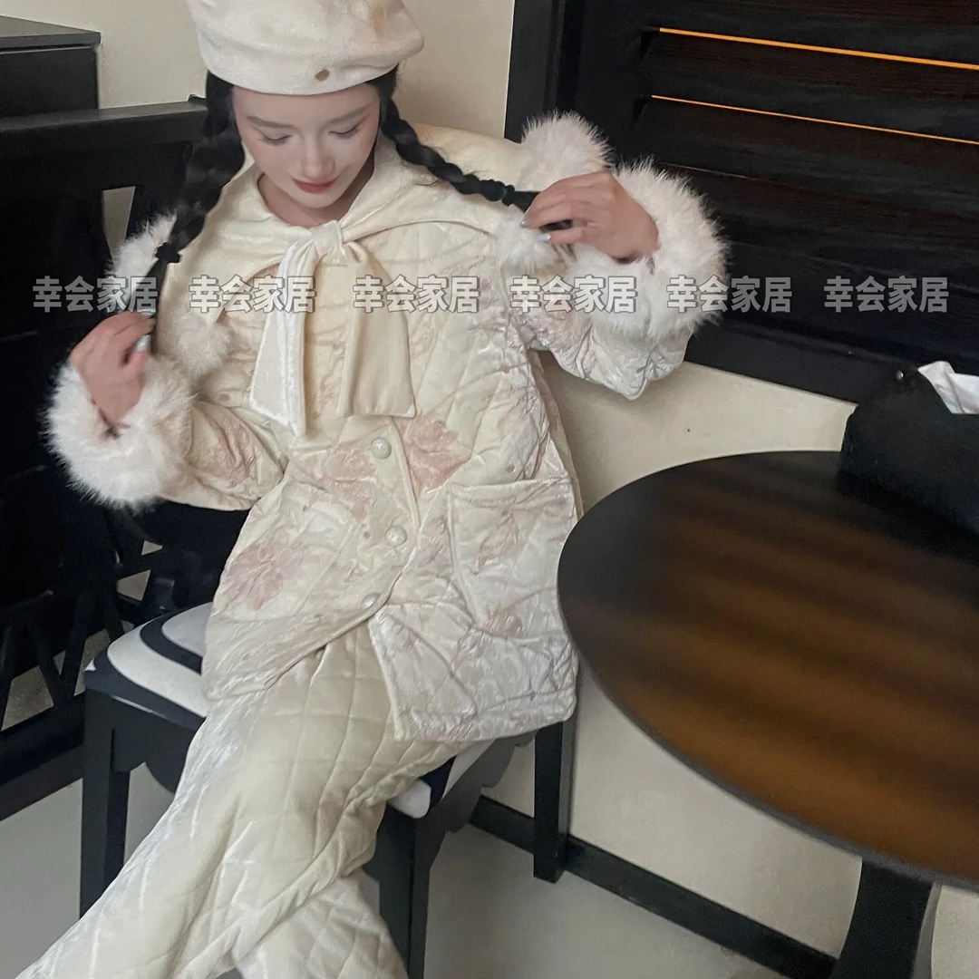 Ninita 梦纱花语03 大毛领刺绣款家居服