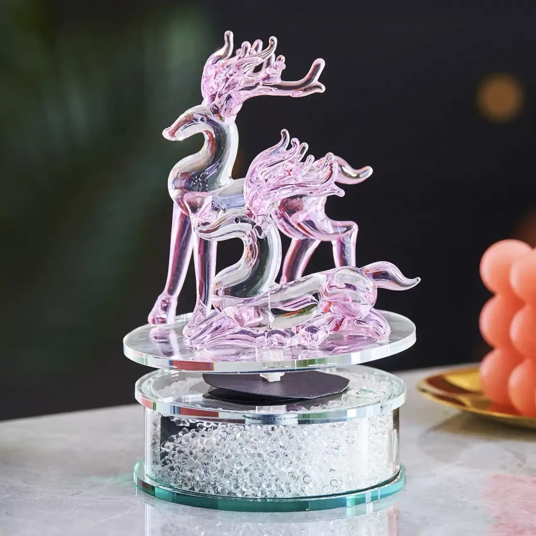 琉璃水晶鹿办公室家居装饰礼品