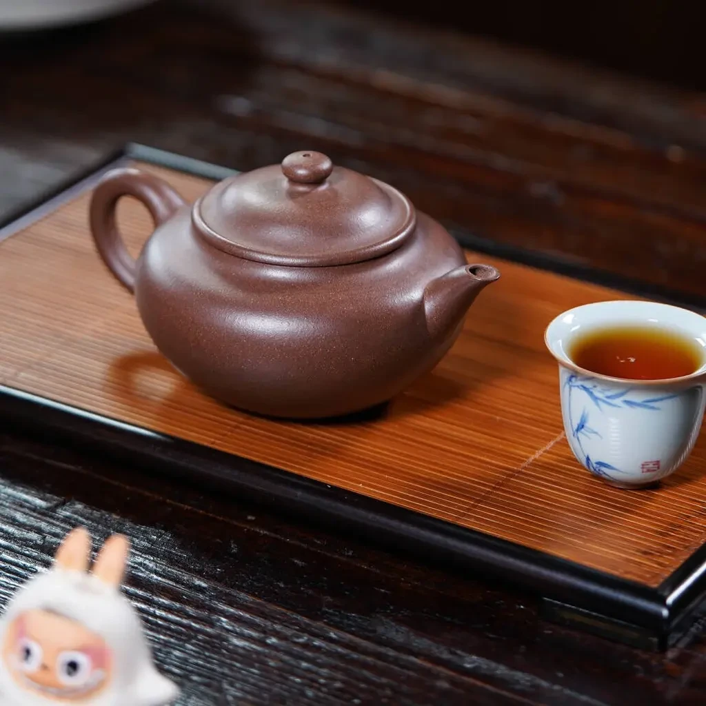 陶圆壶选用陈腐多年紫泥精工制作容量280cc泡茶壶茶具