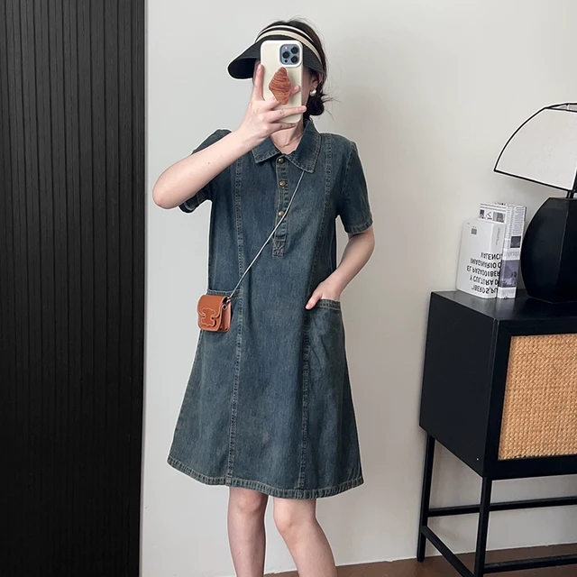 夏季薄款宽松慵懒风显瘦遮肚子牛仔连衣裙女无袖连衣裙吊带裙2025