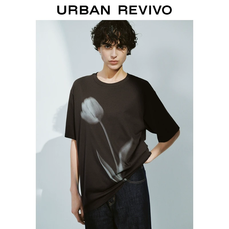 UR2025春季新款女装休闲花卉印花宽松短袖T恤UWM450045