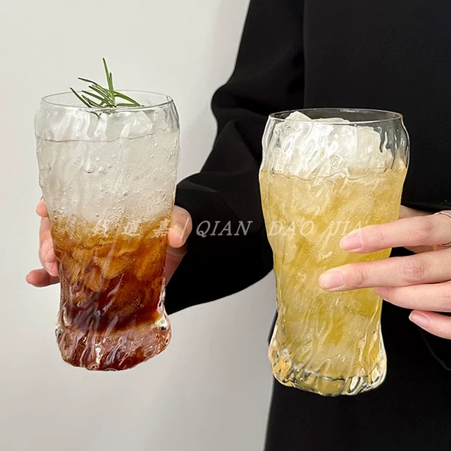 优高颜值复古水纹杯冰美式拿铁咖啡杯家用大容量饮品杯精酿啤酒杯