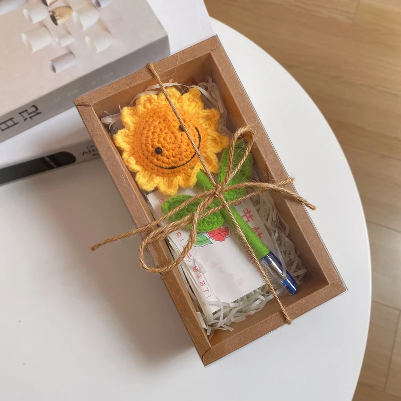 教师节礼物手工成品仿真向日葵花束盆栽花笔红色笔送老师实用送礼