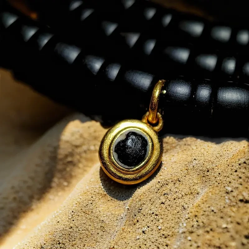 铜合金吊坠 黄金色工艺侧挂扣吊坠手串挂件6MM小众镶嵌卡扣装饰品